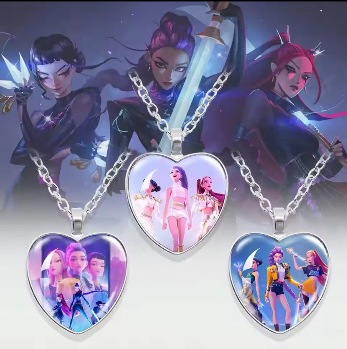 Kpop Demon Hunter Heart Necklace (Stainless Steel)