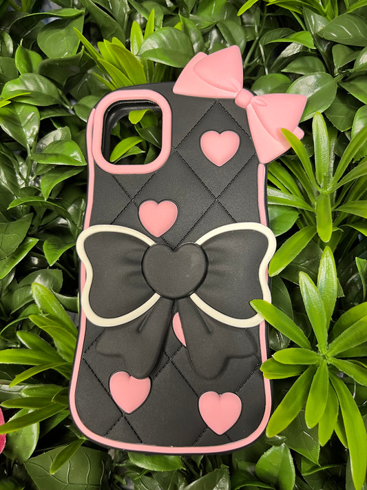 Black & Pink Bow Phone Case