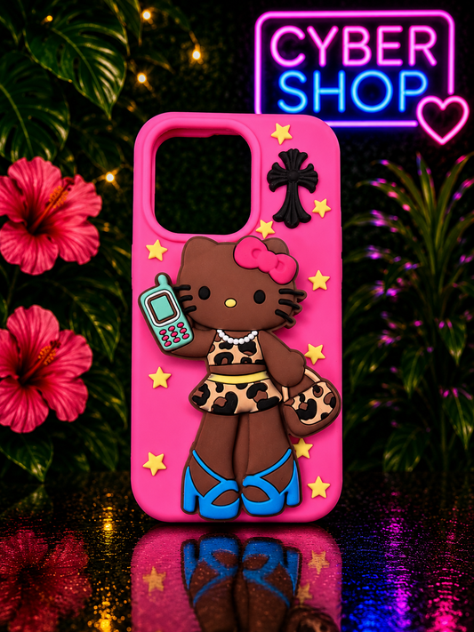 Hello kitty - Cute Leopard Print Outfit Pop Socket Phone Case