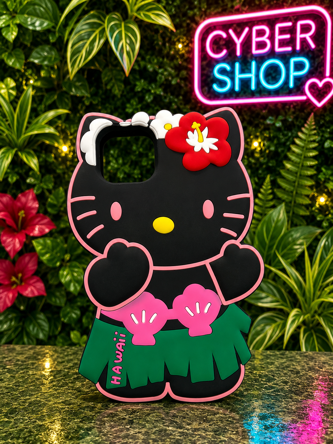 Hello Kitty - Black Hawaiian Kitty Phone Case ￼