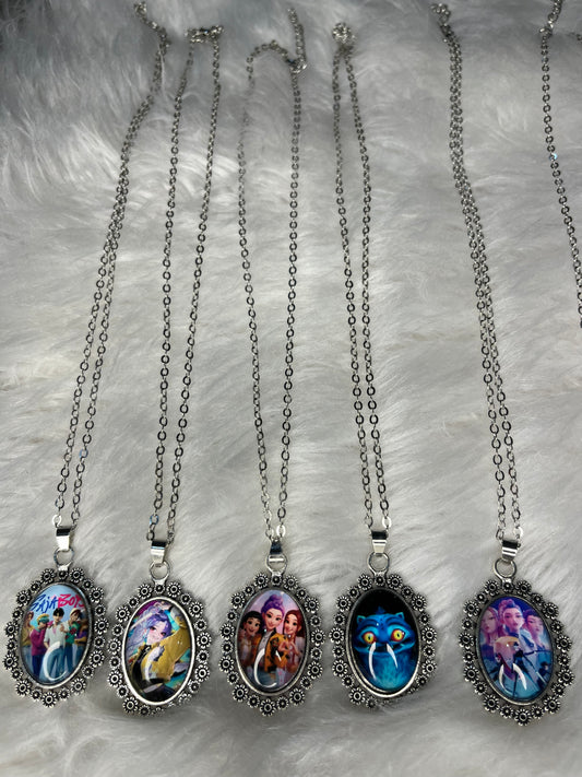 Kpop Demon Hunters Vintage Oval Necklace (Stainless Steel)