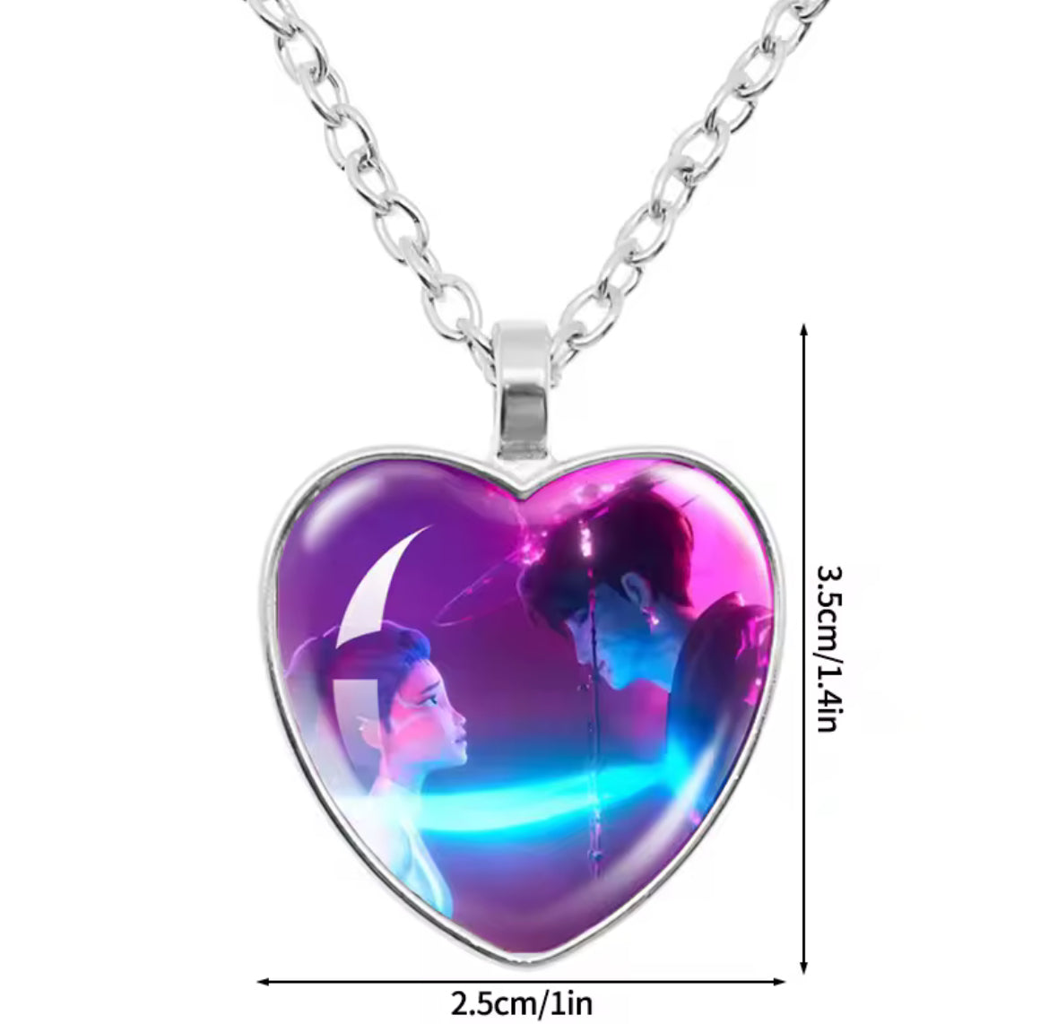 Kpop Demon Hunter Heart Necklace (Stainless Steel)