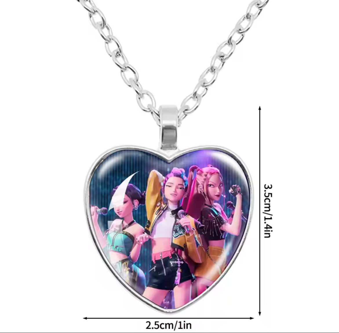 Kpop Demon Hunter Heart Necklace (Stainless Steel)